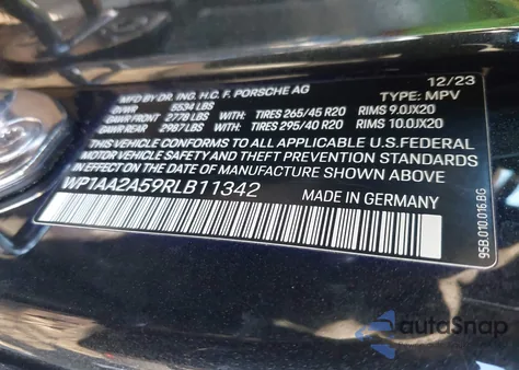 2024 Porsche Macan T z USA, uszkodzony, nr VIN WP1AA2A59RLB11342